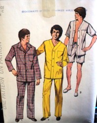 5946 SIMPLICITY MR 1973 PAJAMAS SHORT-LONG BOTTOMS  PATTERN LG 42,44; MED 38-40 CHOICE
